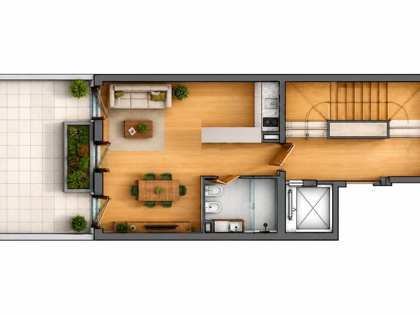 GN/02442 Apartamento T0 com Terraço Novo Rua 5 de Outubro Porto